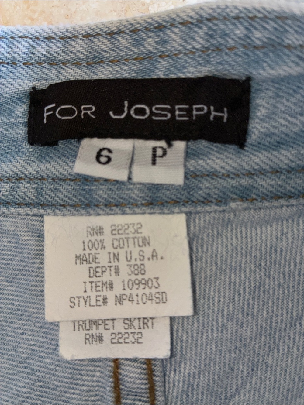 For Joseph Denim Skirt, Women's 6, blue, Light wash, flared, bias cut panels EUC - Picture 8 of 14